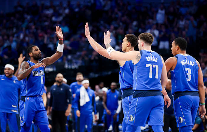 Dallas Mavericks during a timeout.